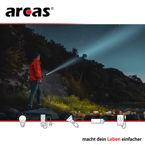 ARCAS 1 Watt LED Aluminium Taschenlampe, schwarz
