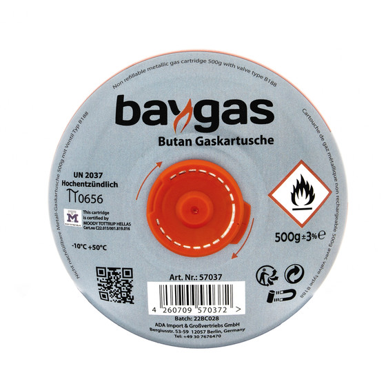 Baygas Butangas 500g mit Schraubverschluss, Gaskartusche Campinggas