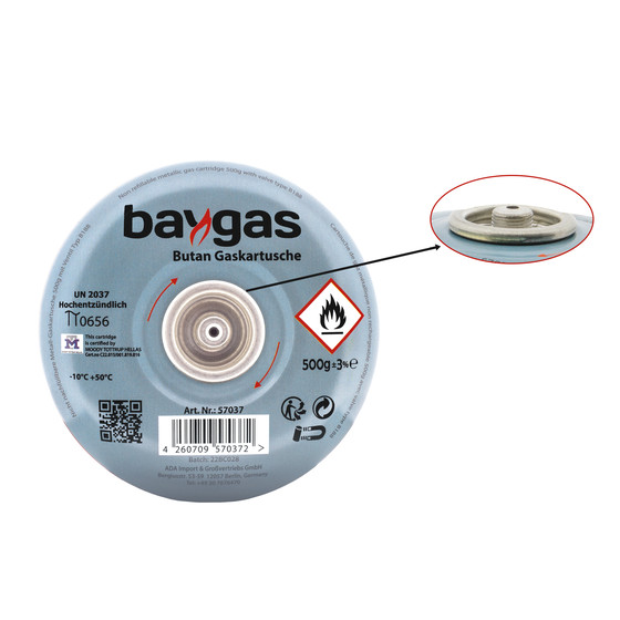 Baygas Butangas 500g mit Schraubverschluss, Gaskartusche Campinggas