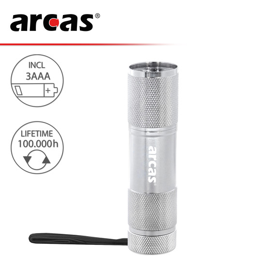 ARCAS 9-LED Taschenlampe silver BP1