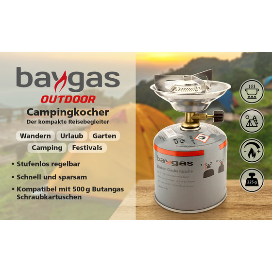 Baygas Campingkocheraufsatz fr Schraubgaskartusche 500g