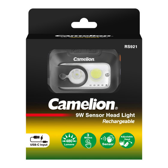 CAMELION RS921-CBH- 9W Sensor Kopflampe wiederaufladbar