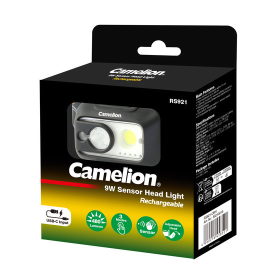 CAMELION RS921-CBH- 9W Sensor Kopflampe wiederaufladbar