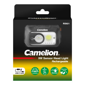 CAMELION RS921-CBH- 9W Sensor Kopflampe wiederaufladbar