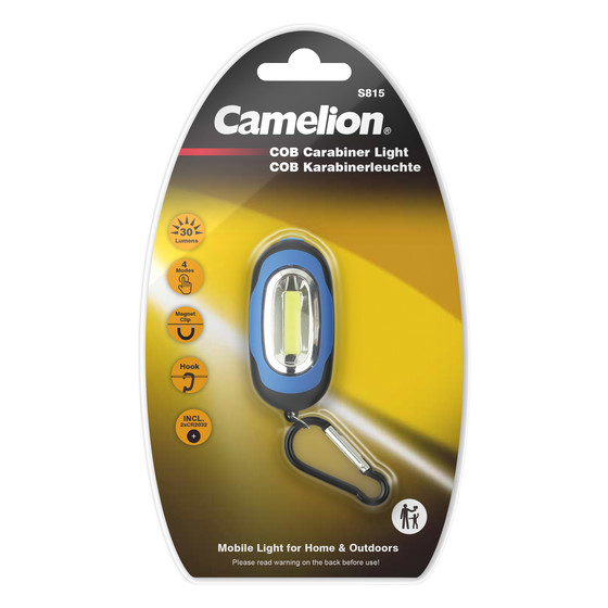 CAMELION S815-DB - COB Karabinerleuchte / mit stabilen Karabinerhaken