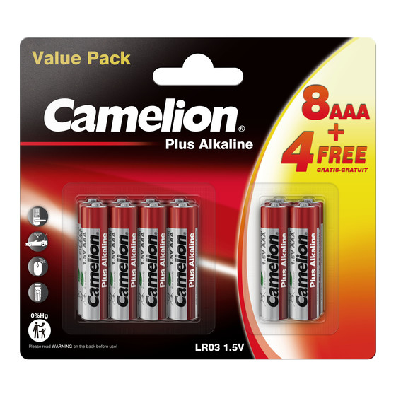 CAMELION Plus Alkaline LR03 / AAA / BP12 (8+4 FREE)
