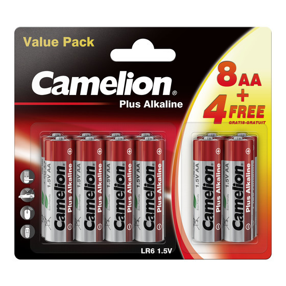 CAMELION Plus Alkaline AA/LR6 BP12 (8+4)