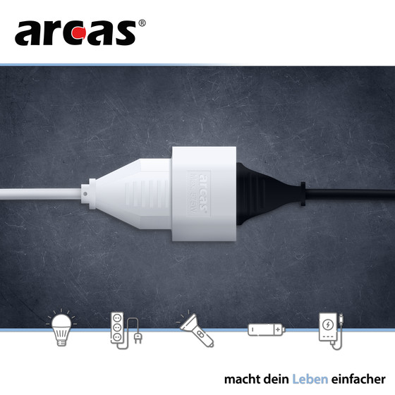 ARCAS EURO Verl�ngerungskabel 5m / Eurostecker 2-polig / Farbe: wei�