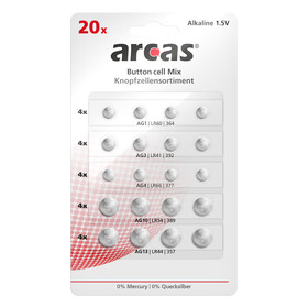 ARCAS Alkaline AG Knopfzellenset 20tlg. (4xAG1, 4xAG3,...