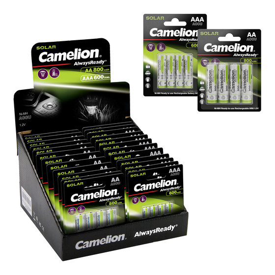 CAMELION NI-MH AlwaysReady AA800 BP4/AAA600 D28 / Solar AlwaysReady Mix Display