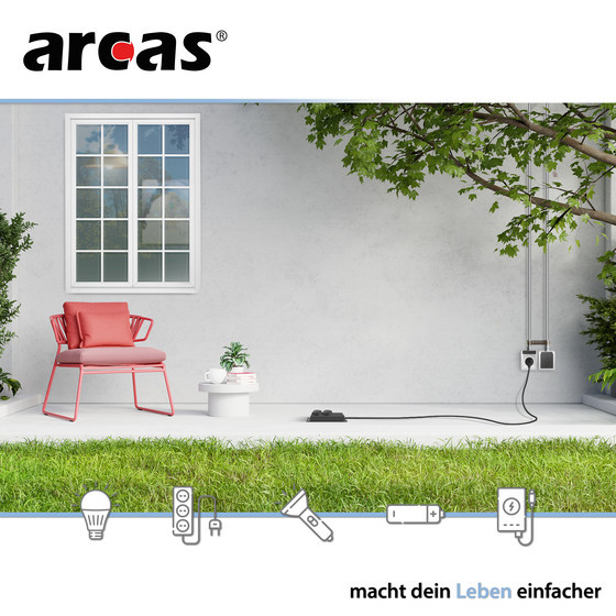 ARCAS Outdoor Steckdosenleiste 2-fach mit Klappe / Farbe: schwarz / IP44 / Querschnitt 1,5mm� / 2x Schukostecker