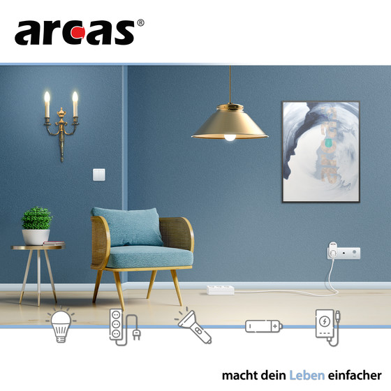 ARCAS Zwischenstecker Schuko 1-fach m. 2 x USB Ladeanschluss 2400mAh (max) / Farbe: wei�