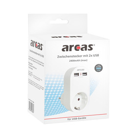 ARCAS Zwischenstecker Schuko 1-fach m. 2 x USB...