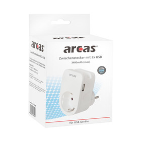 ARCAS Zwischenstecker Schuko 1-fach m. 2 x USB...