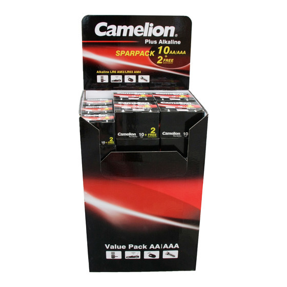 CAMELION DR-29 Promotion Display SP12 (10+2) inkl. Plus Alkaline 12 x AA SP12 (10+2) + 9 x AAA SP12 (10+2)