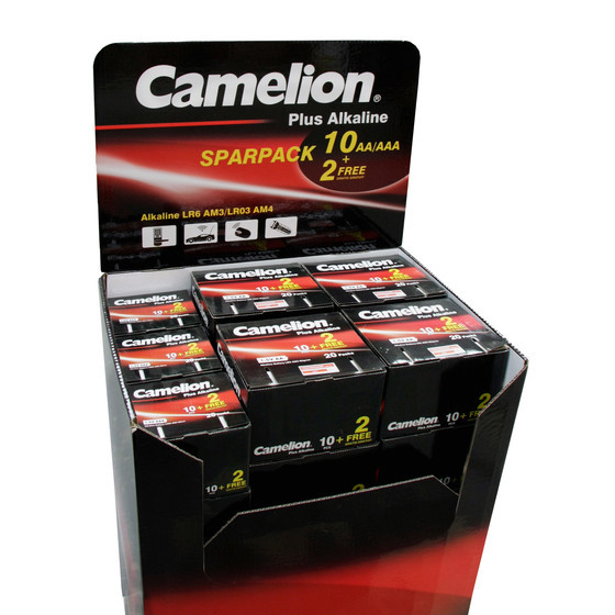 CAMELION DR-29 Promotion Display SP12 (10+2) inkl. Plus Alkaline 12 x AA SP12 (10+2) + 9 x AAA SP12 (10+2)