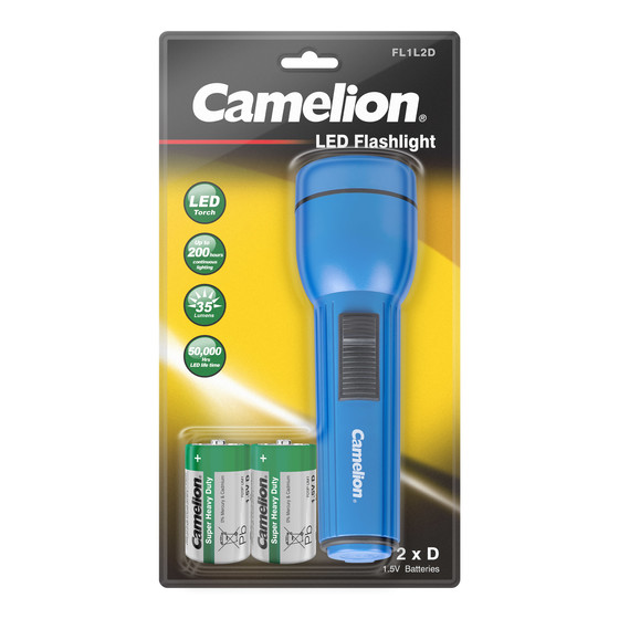 CAMELION FL1L2DR20P LED Taschenlampe gro� inkl. 2 x R20 Batterien