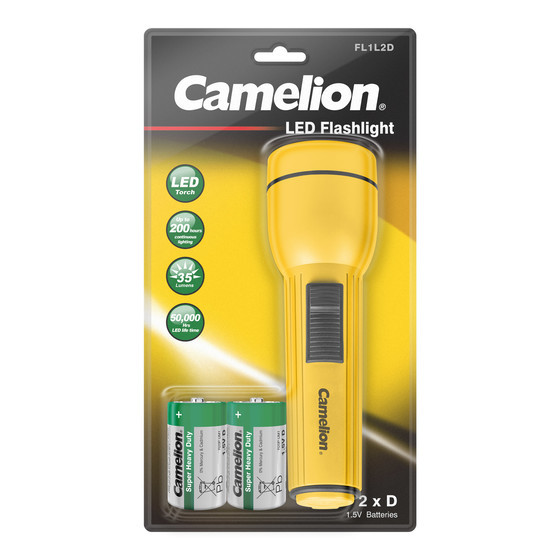 CAMELION FL1L2DR20P LED Taschenlampe gro� inkl. 2 x R20 Batterien