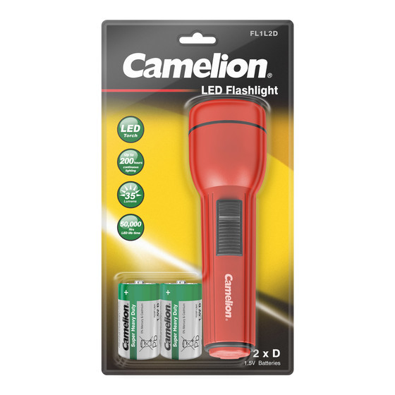 CAMELION FL1L2DR20P LED Taschenlampe gro� inkl. 2 x R20 Batterien