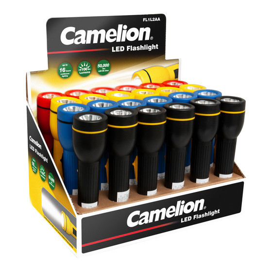 CAMELION FL1L2AAD24 LED Taschenlampendisplay mit 24 x R6 Taschenlampen / ohne Batterien