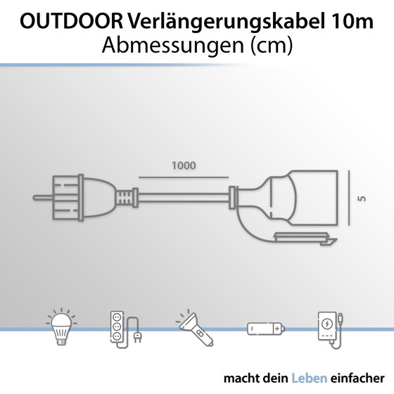 ARCAS Outdoor extension cord 10 meters