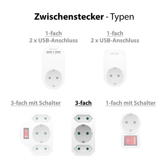 ARCAS Zwischenstecker 3-fach / Farbe: wei�