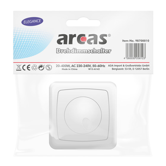 ARCAS ELEGANCE Drehdimmerschalter m. Druckwechselschalter Mod. W13-A142