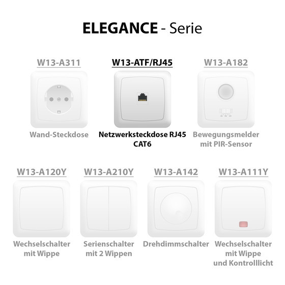 ARCAS ELEGANCE Netzwerksteckdose RJ45 Mod. W13-ATF/RJ45