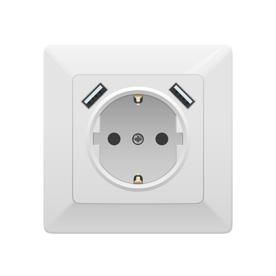 ARCAS Wandsteckdose mit Schuko-Steckdose + 2 x USB Ladeanschlsse