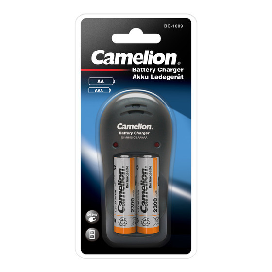 CAMELION Stecker - Ladeger�t BC-1009 inkl. 2x Ni-MH Akku Mignon AA 2300mAh