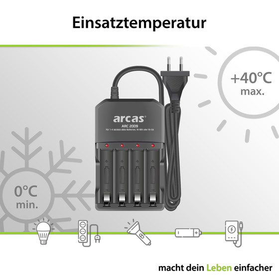 ARCAS 4-Kanal-Ladeger�t ARC-2009 ( inkl. 4 x Ni-MH Akku Mignon AA 2700mAh)